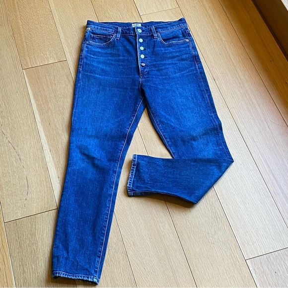 Blue jeans high-rise with buttons - Picture 2 of 4